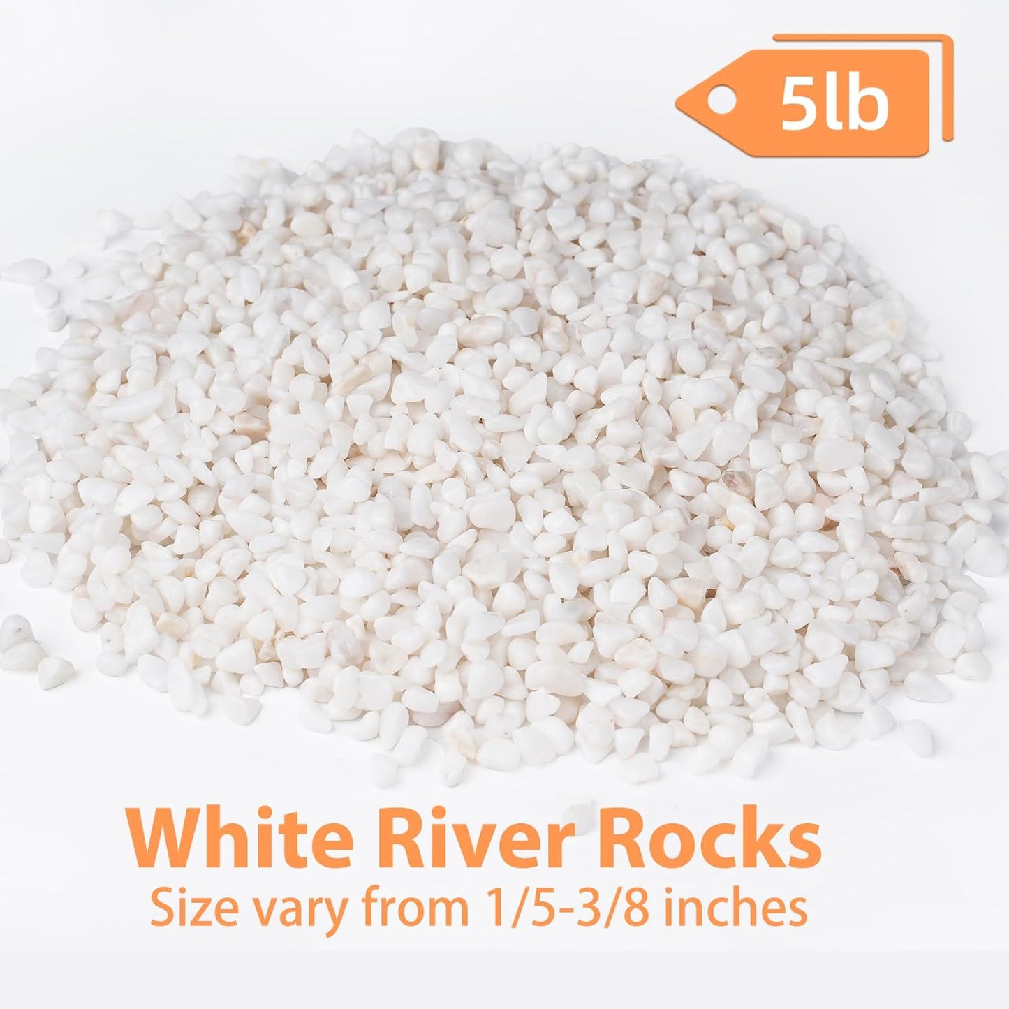 5 lbs White Aquarium Gravel, 1/5 Inch White Rocks for Plants, Small Pebbles for Vases, Succulents, Bamboo, Natural Decorative Pebbles for Plants Drainage, Cactus, Crafts