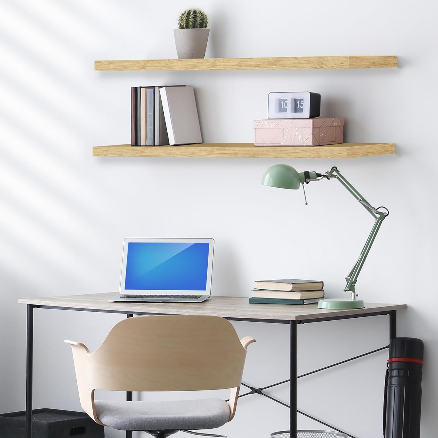 Sorbus Floating Shelves for Wall - 48 Inch Long Bathroom Shelves, Wall Decor for Bedroom, Kitchen, Living Room & Book Storage - Mounted Floating Shelf with Invisible Brackets (Maple Wood, 2 Pack)