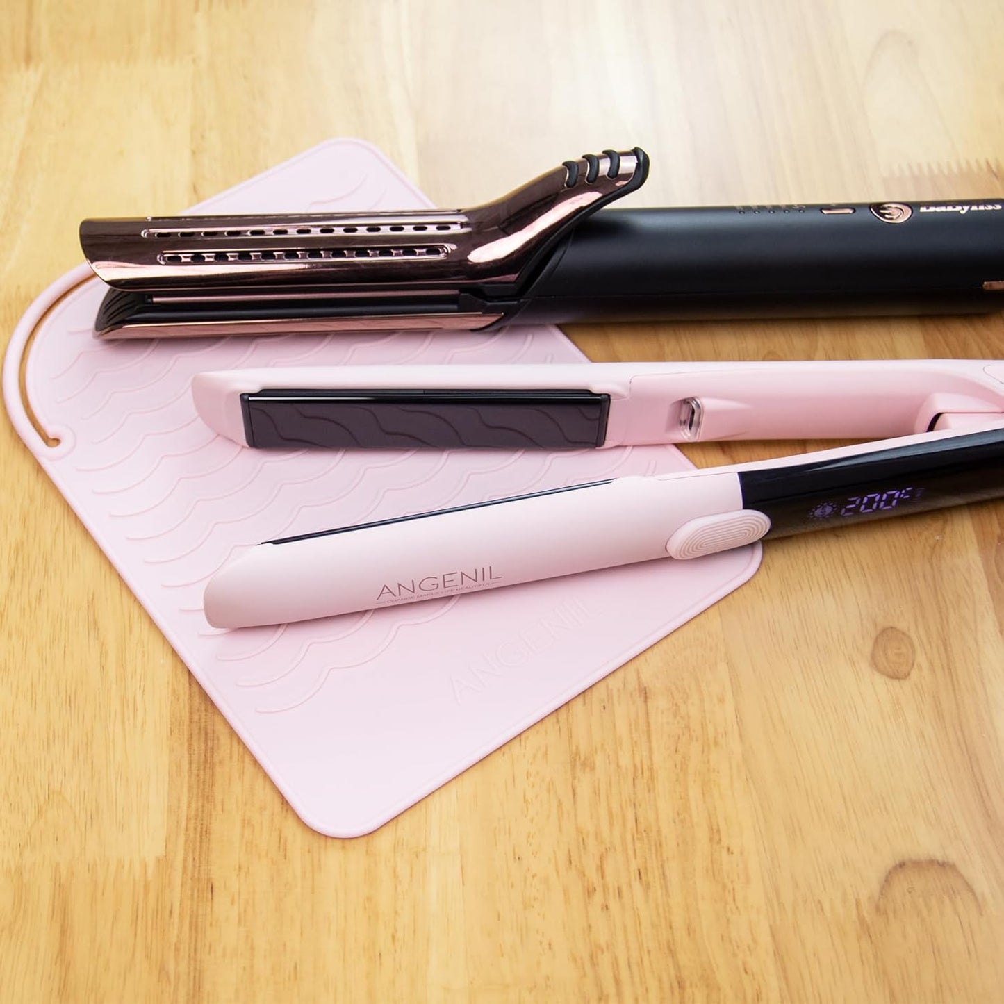 ANGENIL Flat Iron Silicone Mat and Travel Case for Hair Tools - Heat Resistant Mat, Straightener Pad, and Curling Iron Sleeve (9" x 6.5")