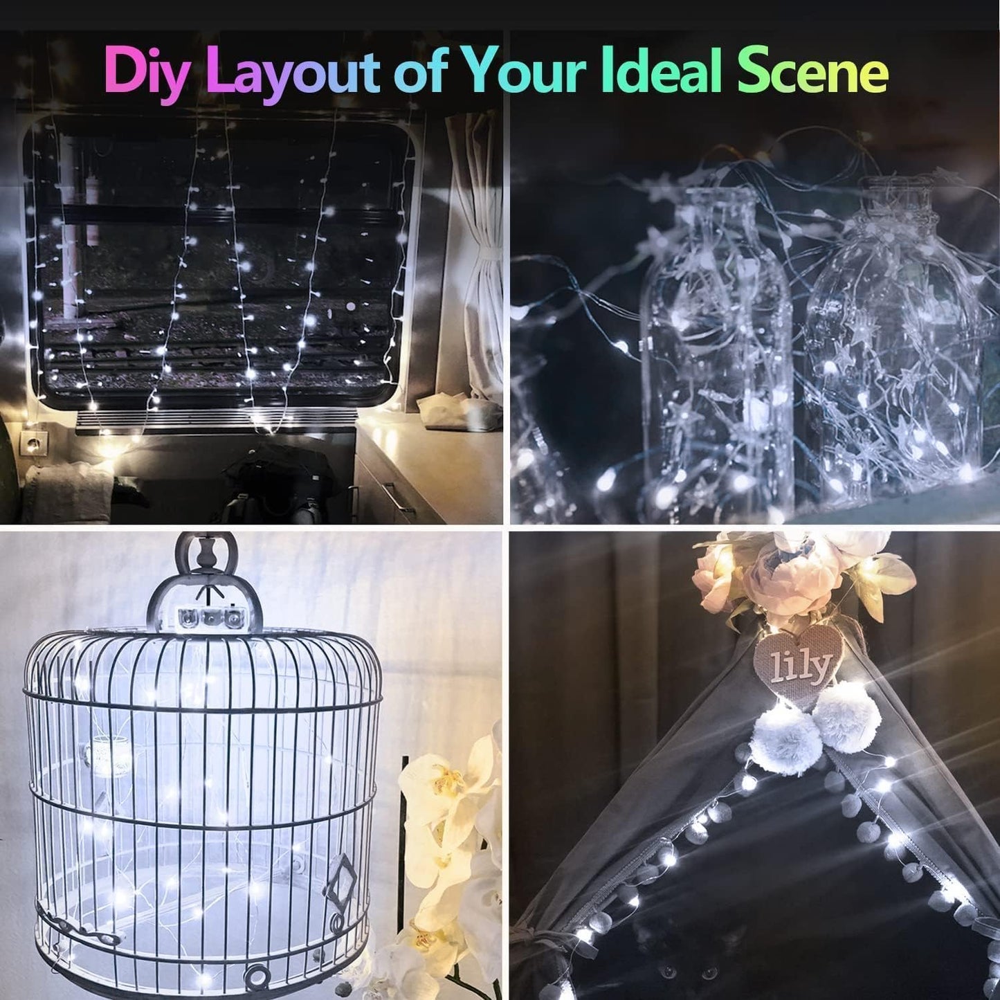 6 Pack 60LED Battery Operated Fairy Lights with Remote, 8 Modes LED String Lights with Timer, Dimmable, Memory Function, Waterproof Twinkle Fairy Lights for Outdoor Indoor Christmas Decor(Cool White)