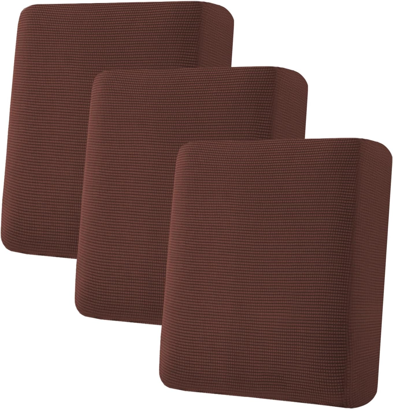 H.VERSAILTEX Super Stretch Individual Seat Cushion Covers Sofa Covers Couch Slipcover Sets Thick Jacquard Textured Twill Fabric (3 Piece Sofa Cushion Covers, Burnt Brick)
