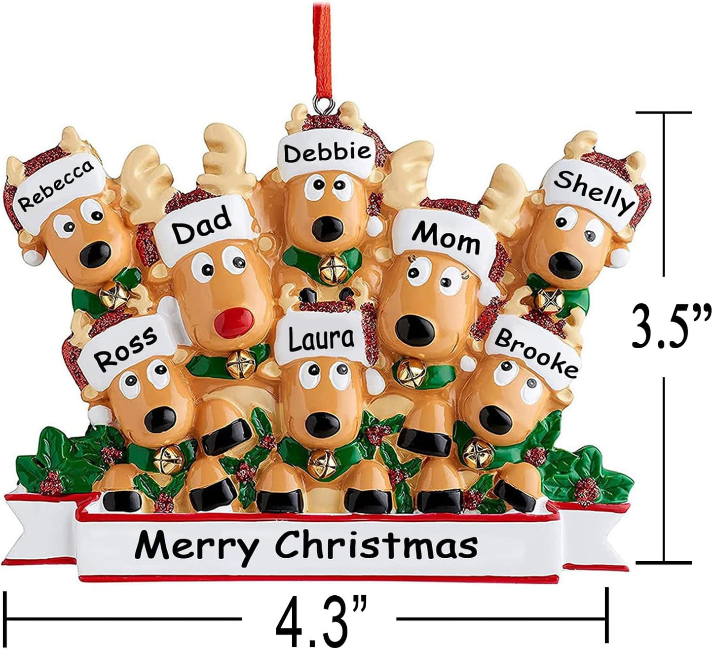Personalized Christmas Ornaments 2025,Family of 2,3,4,5,6,7,8 Custom Reindeer Christmas Ornament,Customized Name Ornament,Xmas Ornaments,Customized Xmas Tree Decorations Gifts