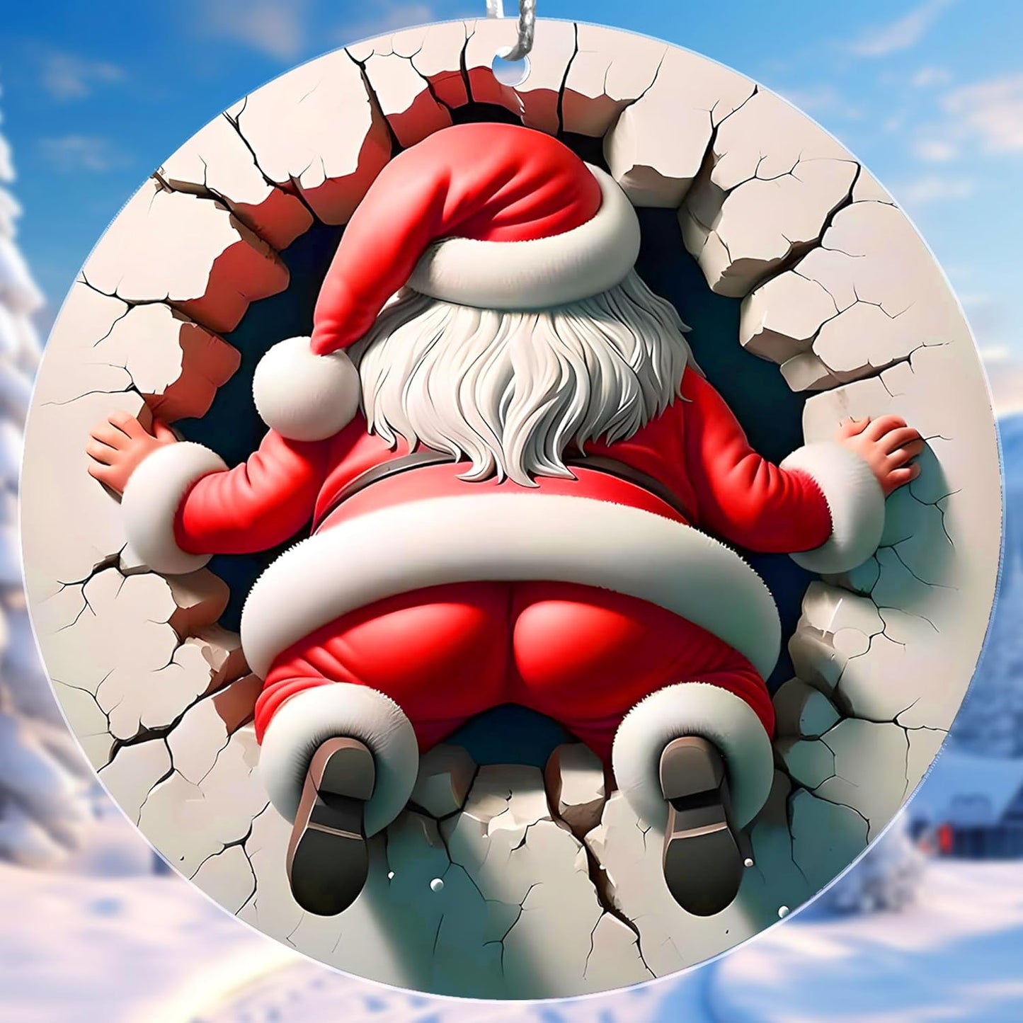 Jabihome Christmas Ornaments 2025, Exchange for Women, Men, Collectible Dated Year Ornaments for Tree, Unique Acrylic Suncatcher, Printed Stained Glass Effect Decor (Cracked Santa)