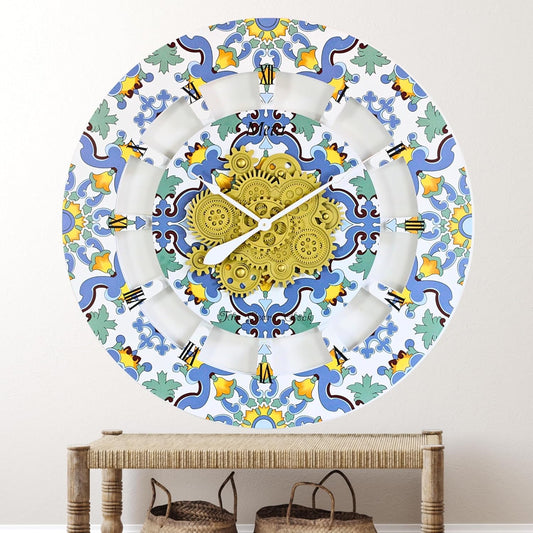 The Gears Clock Wall Clock Italy Collection with Moving Gears (Meta, 36 inch Round)