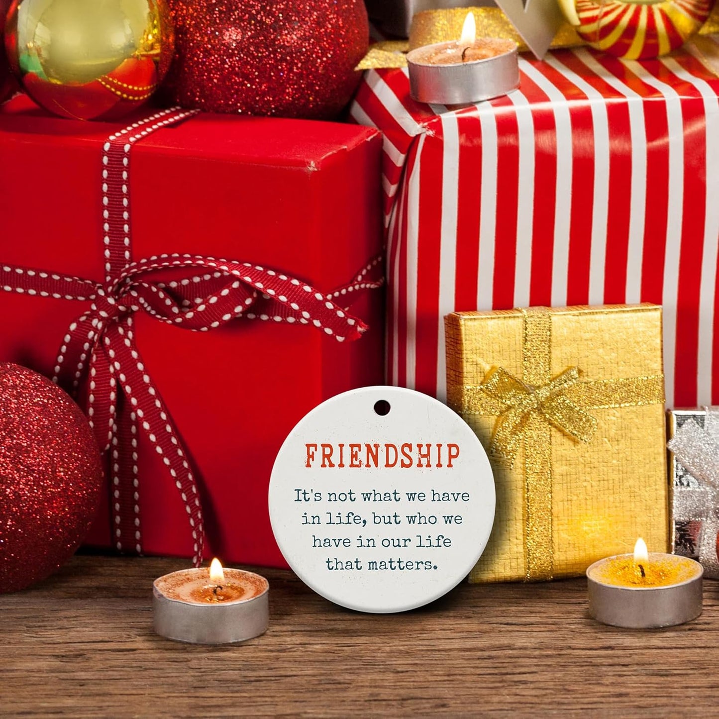 Friendship Gifts for Women, Best Friend, Funny, Work Besties, Sister, Friend Ornaments for Women, Ceramic Christmas Ornaments (Friendship 2)