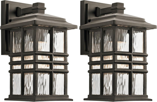 Beacon Square 12" 1 Light Outdoor Wall Light with Clear Hammered Glass in Olde Bronze® (Pack of 2)