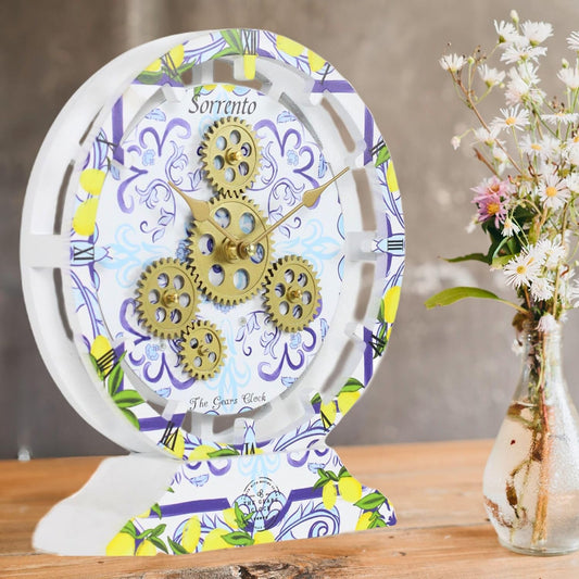 The Gears Clock Wall Clock Italy Collection with Moving Gears (Sorrento, 10 inch Round)