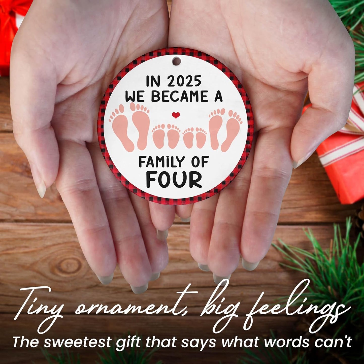 OASSIE Pregnancy Announcement Ornament - Ceramic Christmas Ornaments 2025 for Tree Decorations - Couple Gifts for Parents, New Mom Gifts for Women, New Dad Gift for Second Baby Announcement