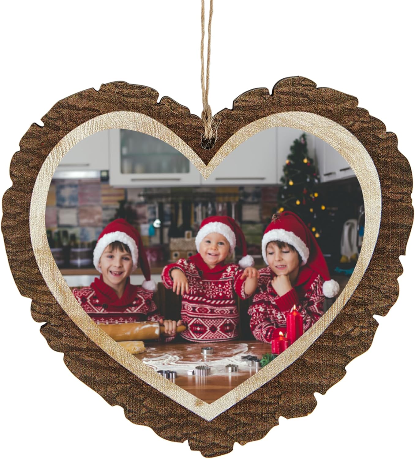 Let's Make Memories Personalized Christmas Ornament - Photo - 2025 Christmas Ornament - Decor - for Families - for Couples - for Friends - Rustic Wood Heart