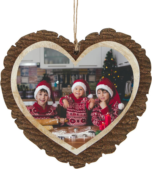 Let's Make Memories Personalized Christmas Ornament - Photo - 2025 Christmas Ornament - Decor - for Families - for Couples - for Friends - Rustic Wood Heart