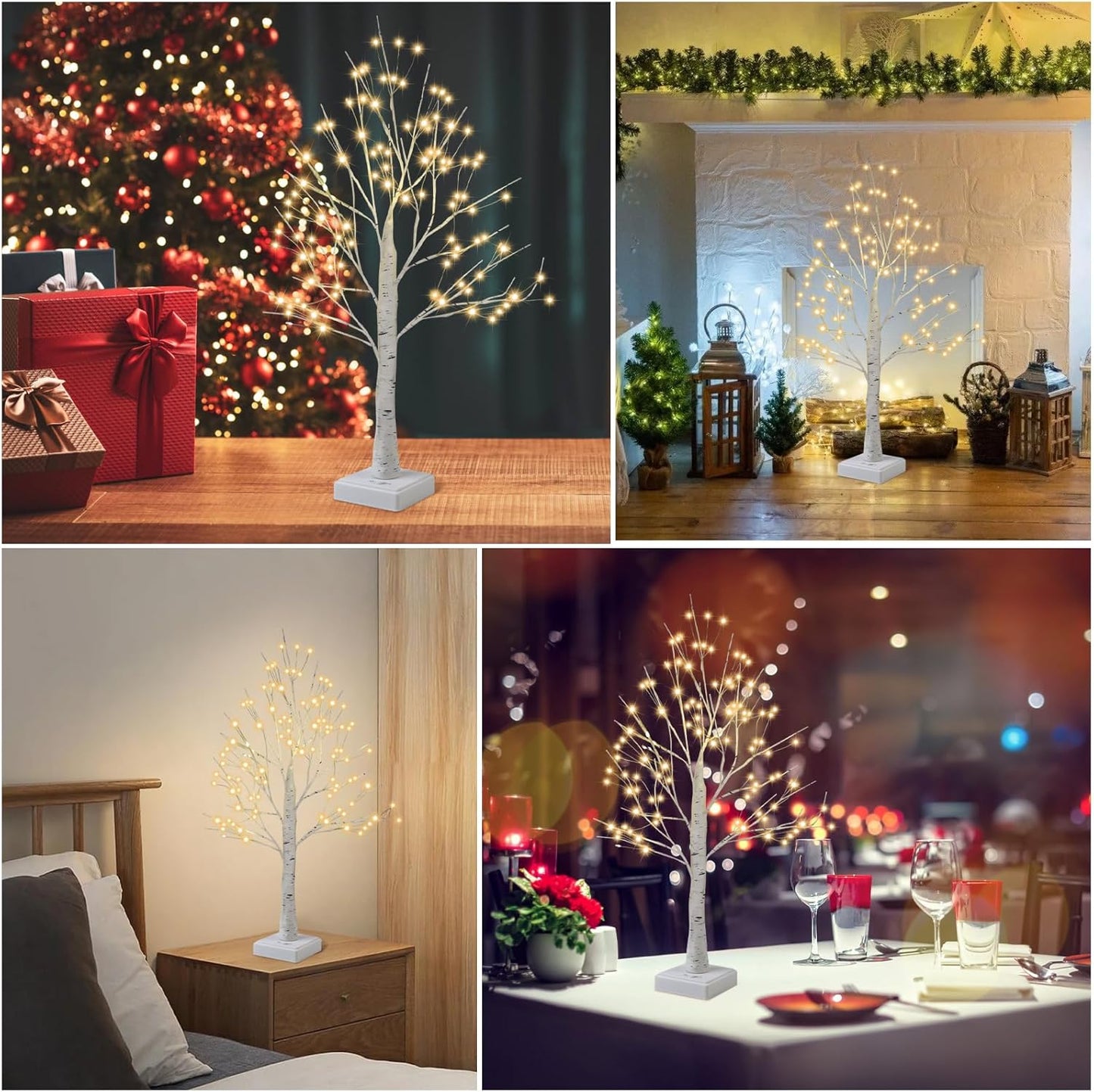 144 LED Birch Tree Lights, DIY Artificial Tree Lamp Timer Battery/USB Operated, Tabletop Bonsai Fairy Light Spirit Tree for Bedroom Christmas Home Gifts Decor (Warm White)