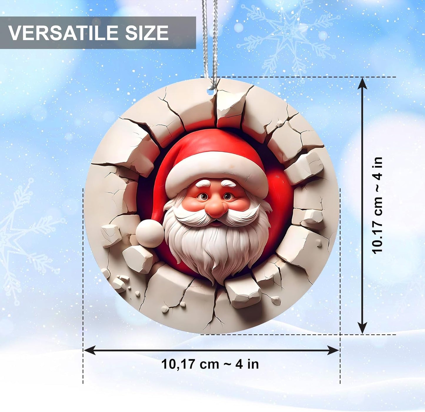 Jabihome Christmas Ornaments 2025, Exchange for Women, Men, Collectible Dated Year Ornaments for Tree, Unique Acrylic Suncatcher, Printed Stained Glass Effect Decor (Cracked Santa)