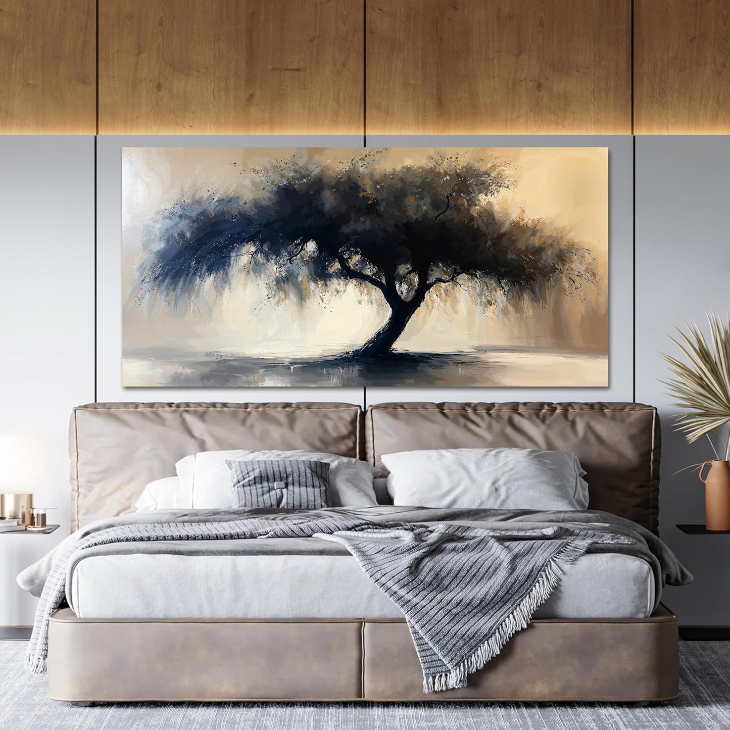 Abstract Wall Art Decor Modern Canvas Art Work For Wall Decorations Living Room Black Tree Of Life Wall Art Black Abstract Minimalist Wall Art Canvas Prints Art Work For Home Office Wall Decor 20" X 40"