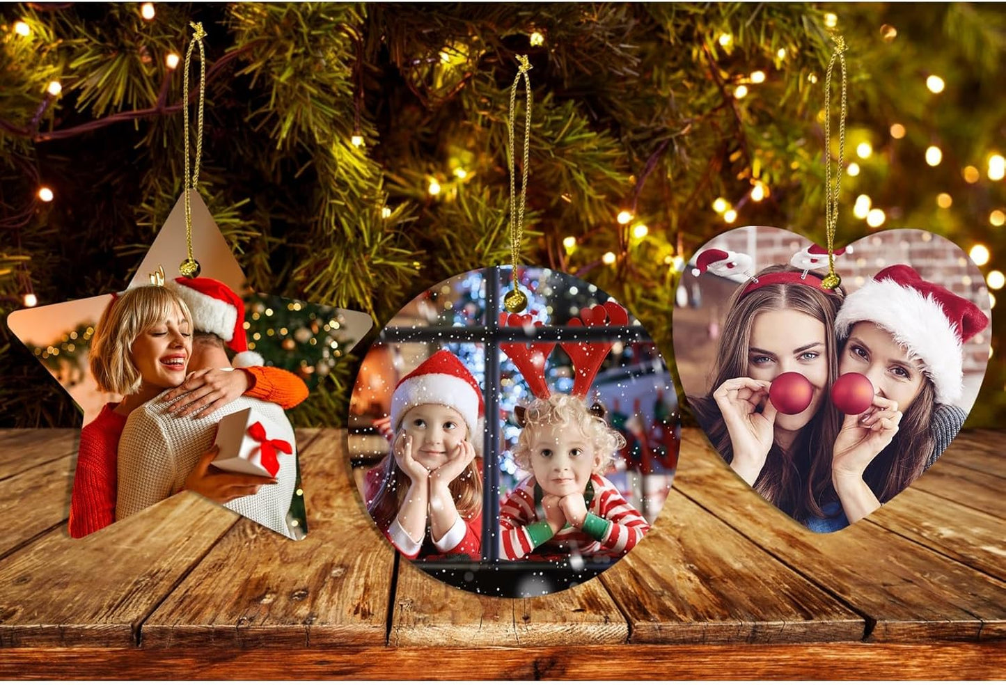 Personalized Christmas Ornaments 2025 w/Picture,Double-Sided Ceramics Custom Christmas Ornament - Upload Any Photo,Optional Text - Picture Ornaments,Customized Xmas Ornament,Star