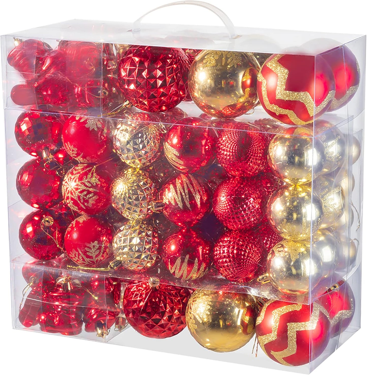 116Pcs Red and Gold Christmas Ball Ornaments, Shatterproof Christmas Hanging Decoration Set with Gift Box, Assorted Decorative Baubles Set for Xmas Tree/Home/Wedding/Party/Holiday (Gold & Red)