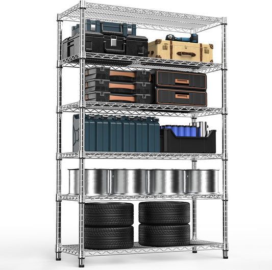 4080 lbs Steel Storage Shelving 6-Tier Utility Shelving Unit Steel Organizer Wire Rack for Home,Kitchen,Office,Garage, 17.7" D x 47.2" W x 72.3" H
