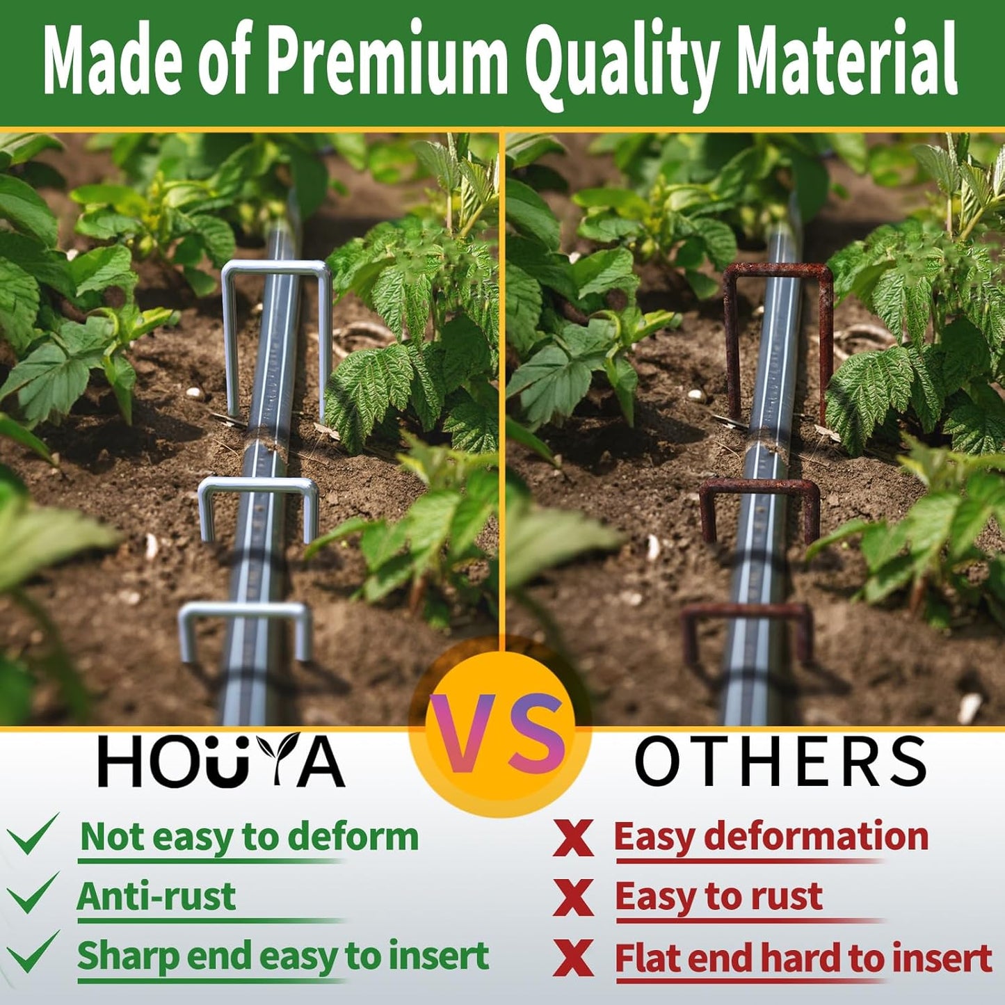 200 Pack Landscape Staples 4 Inch 12 Gauge Garden Stakes Galvanized Garden Staples Ground Pins Anti-Rust Ground Stakes for Weed Barrier, Irrigation Tubing, Yard Lawn, Landscape Fabric