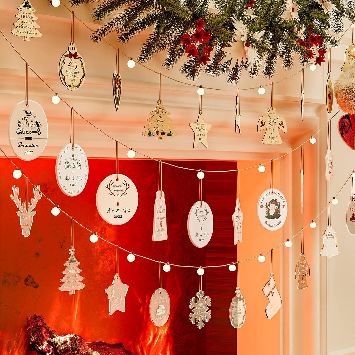 Personalized Christmas Ornaments 2 Pack - Custom Picture & Text Ornaments for Christmas 2022, Customized Ceramic Xmas Tree Decor for Kids, Mom, Dad, Friends, Loves by Bemaystar