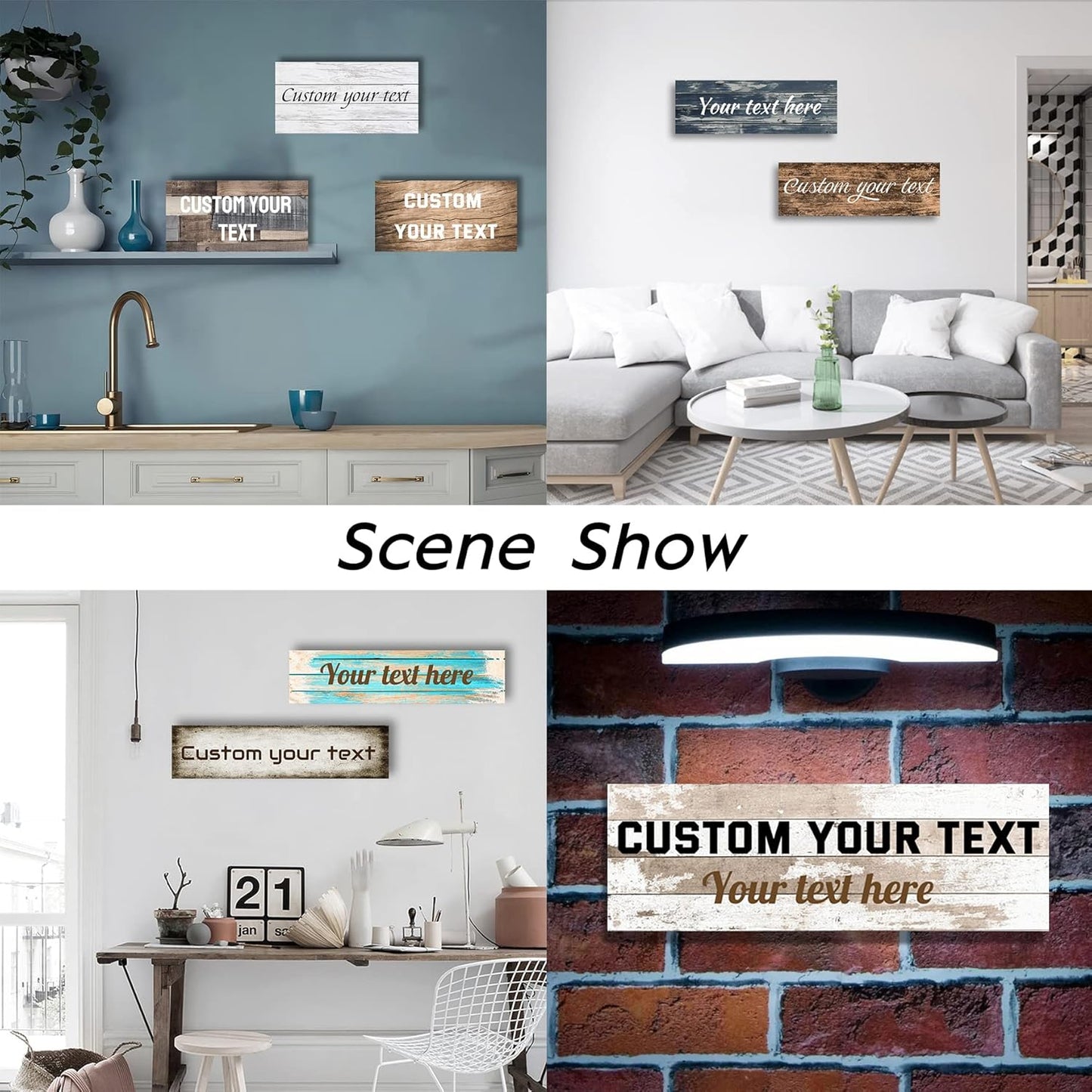 LZIMU Custom Text Signs Wall Decor Personalized Canvas Quote Family Sign Wall Art Wood Background Rustic Farmhouse Decor Framed (10"x30")