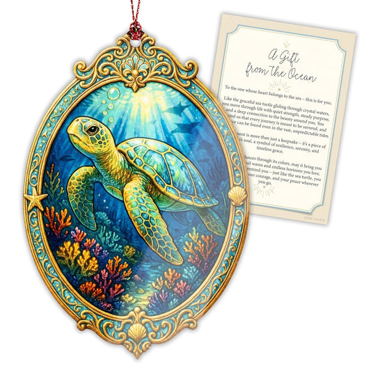 Turtle gifts, turtle gifts for women, sea-turtle decor, turtles, Beach themes, Christmas ornament 2025, Suncatcher Effect stained glass window hanging, car hanging accessories