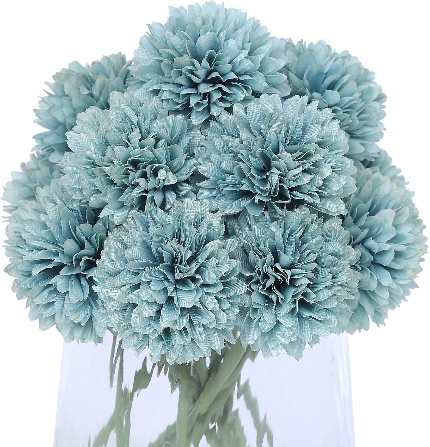 Kimura's Cabin 20Pcs Fake Mums Flowers Artificial Silk Chrysanthemum Ball Flower for Wedding Party Home Kitchen Table Core DIY Decoration Bouquets (Dark Blue)