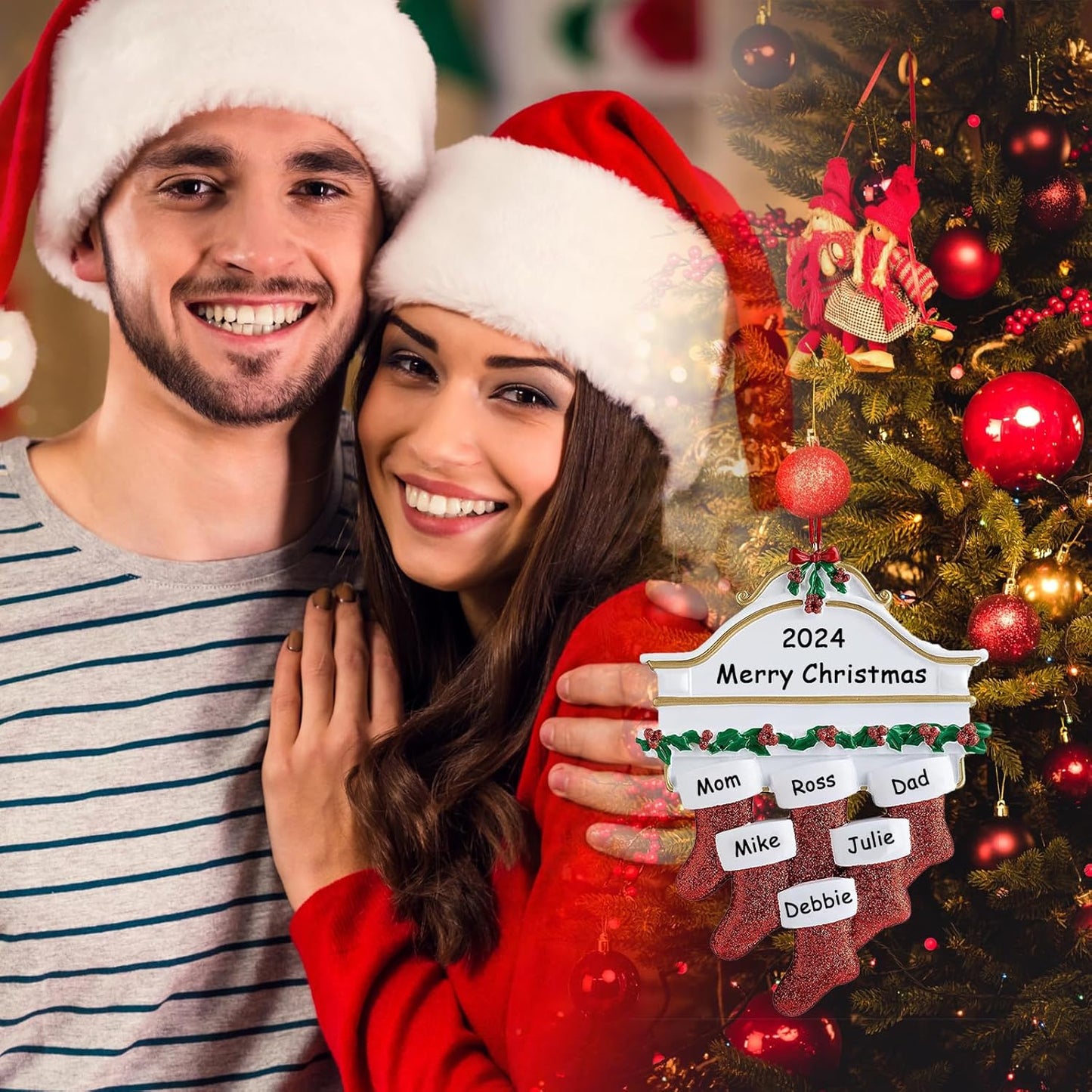 Personalized Christmas Ornaments 2025,Family of 2,3,4,5,6,7,8 Custom Stocking Christmas Ornament,Customized Name Ornament,Xmas Ornaments,Customized Xmas Tree Decorations Gifts