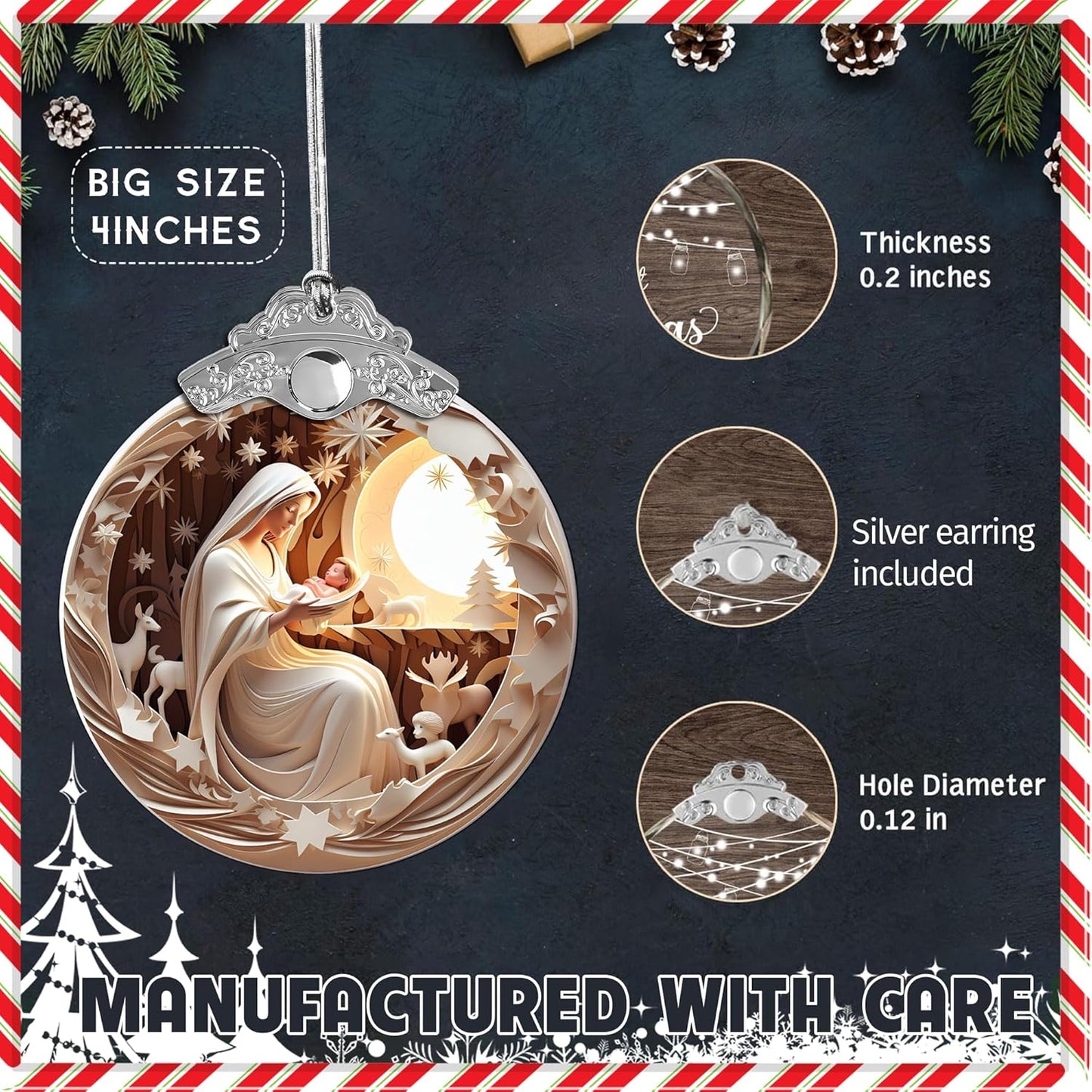 2025 Christmas Ornament, Nativity Ornaments, Nativity Ornament, White Elephant Gifts, Christmas Ornament, Tree Ornaments, Gag Gifts Funny Adult (White Nativity)