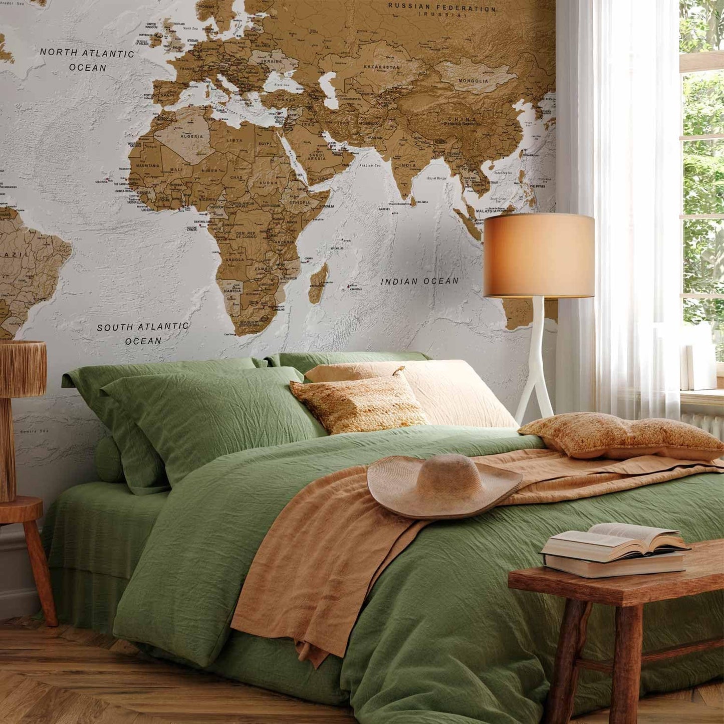 artgeist Wall Mural World Map 193x110 in - XXL Peel and Stick Self-Adhesive Foil Wall Mural Removable Sticker Premium Print Picture Image Design Home Decork-A-0093-x-a