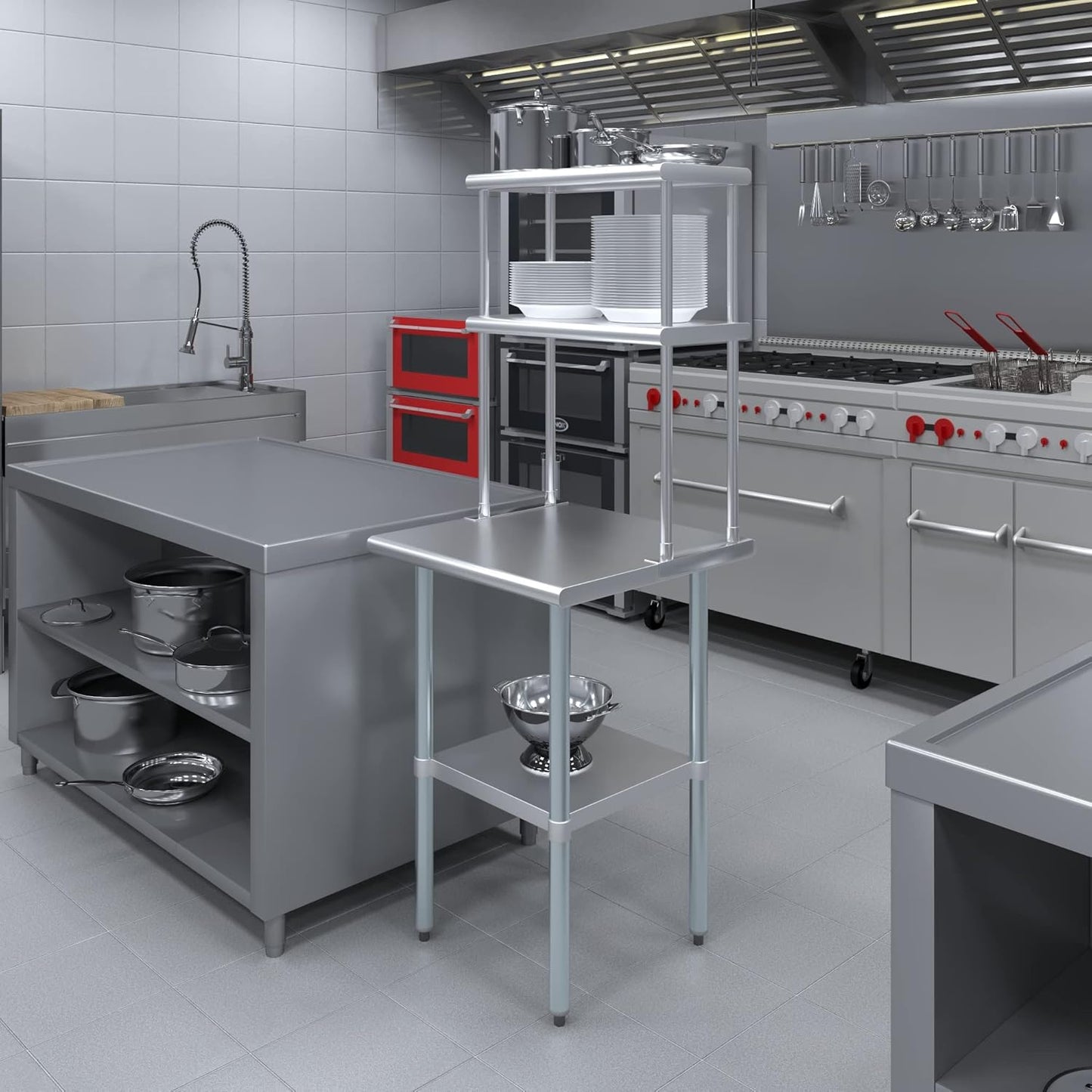 AmGood Double OverShelf Stainless Steel NSF - Many (24" Long x 12" Deep)