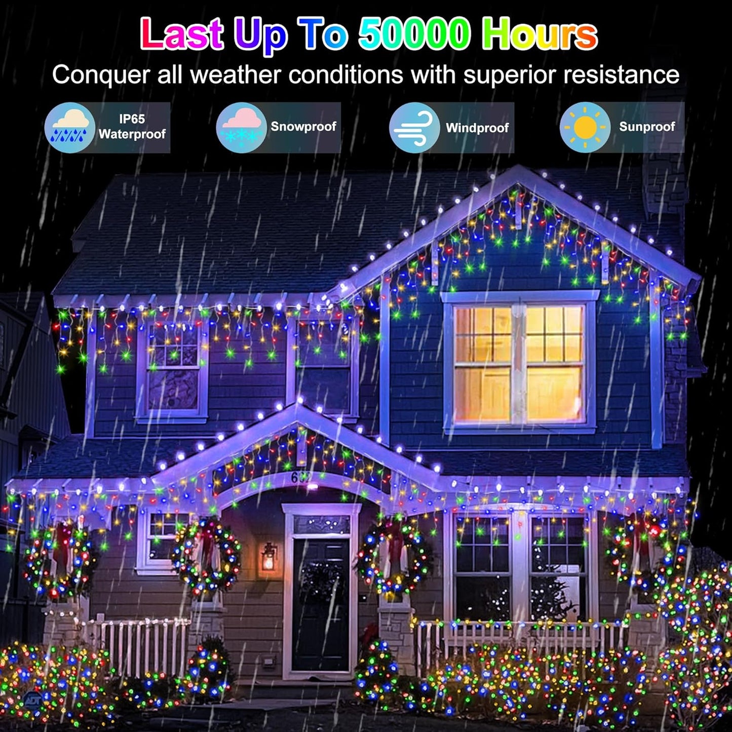 1620 LED Christmas Outdoor Lights with 360 Drops, 164ft Hanging Curtain Lights with 8 Modes Timer & Memory, Waterproof Christmas Fairy Lighs for House Roof Holiday Wedding Christmas Decor (Multicolor)