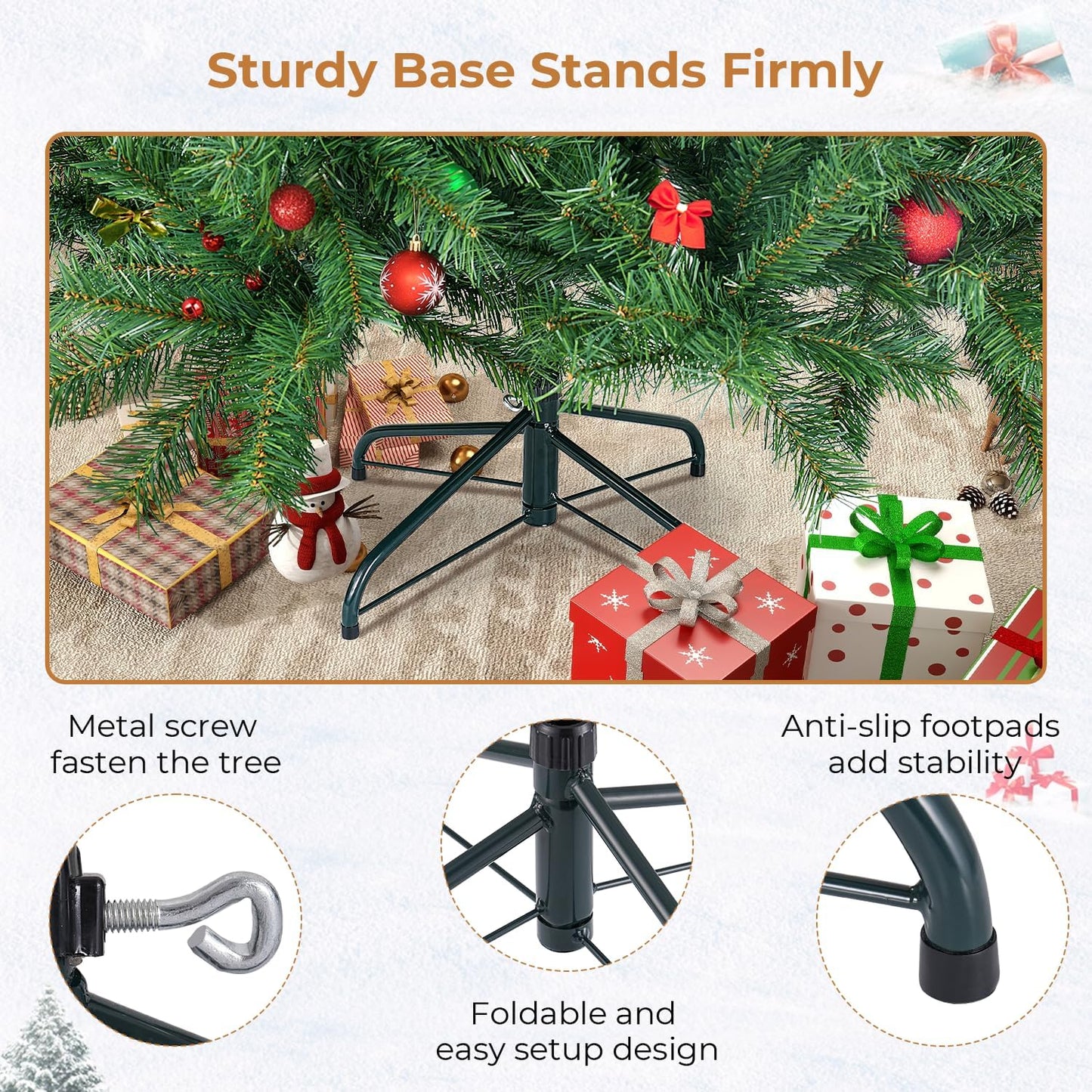 6 ft Artificial Christmas Tree with 700 PVC Branch Tips, Holiday Xmas Tree with Foldable Metal Base and Easy Assembly, Christmas Trees for Yard Porch Home Office Party Decoration, Green