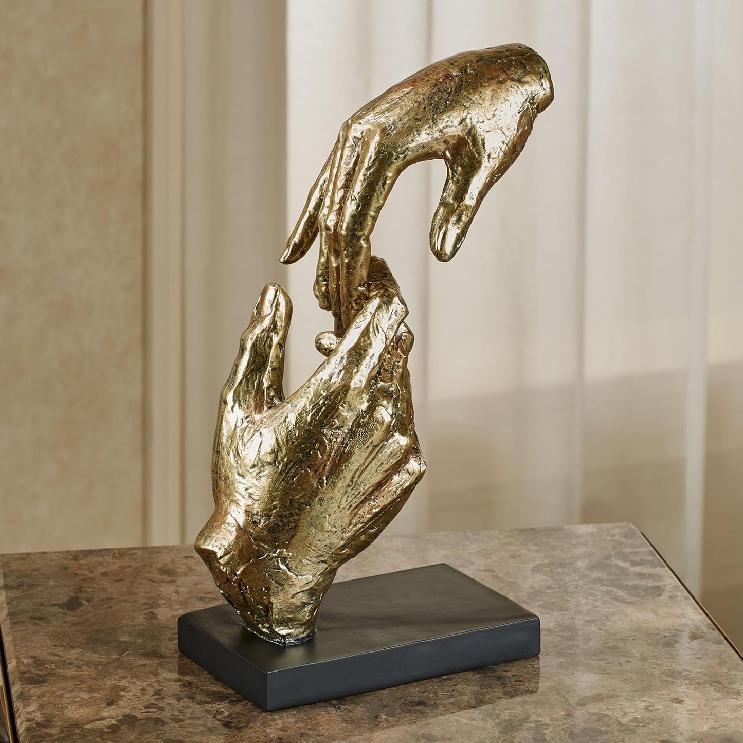 Touch of Class Loving Hands Table Sculpture - Gold - Made of Resin - Contemporary Art Statue - Sign of Love Decor - Modern Hand Statues and Sculptures for Home Desk, Living Room - 11.5 Inches High