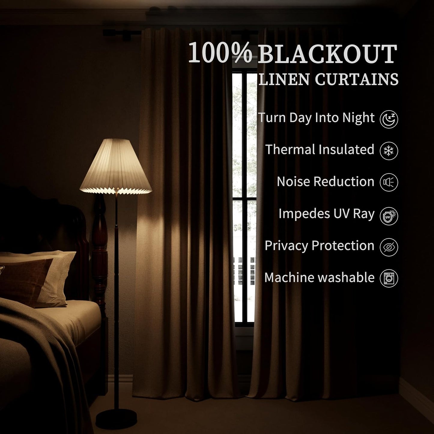 Grey Blackout Linen Curtains Extra Long 120 Inch for Living Room 2 Panels Set Farmhouse Sliding Door Thermal Insulated Black Out Curtains Room Darkening Noise Reducing Heat Blocking Drapes Gray