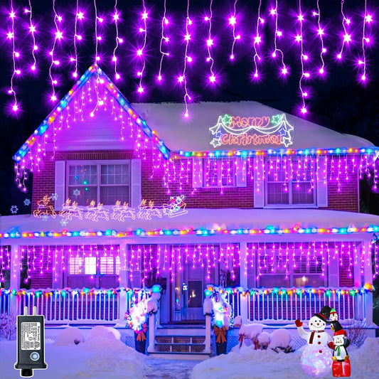 640 LED Halloween Lights Outdoor - 66ft Icicle Lights for Outside 8 Modes with 120 Drops, Waterproof Christmas Icicle Light Plug in for Indoor Outside Party Holiday Christmas Halloween Decorations