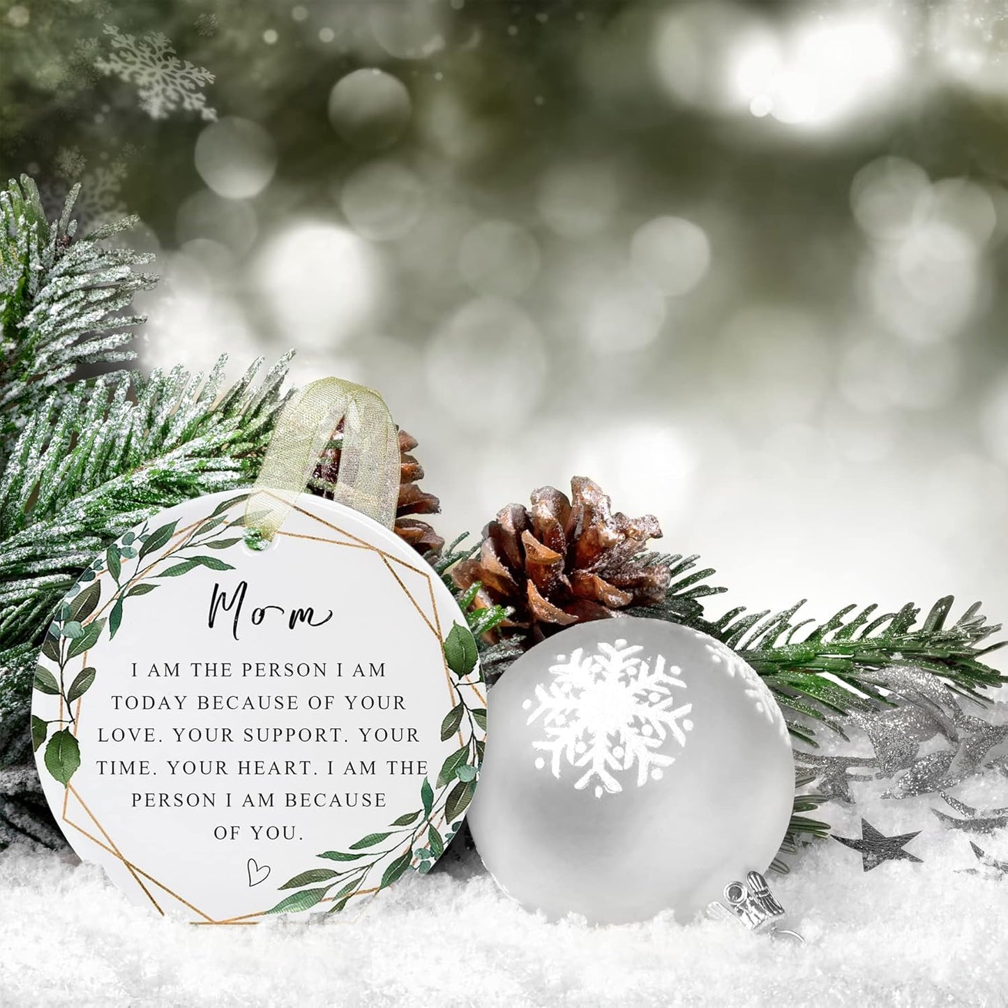 Mom Ornaments 2025 Mother Mother's Day Ornament Mom Christmas Ornamentfrom Son&Daughter Forever Best Ever Gift Mother's Birthday Double-Sided Printing Ceramic(2.9")