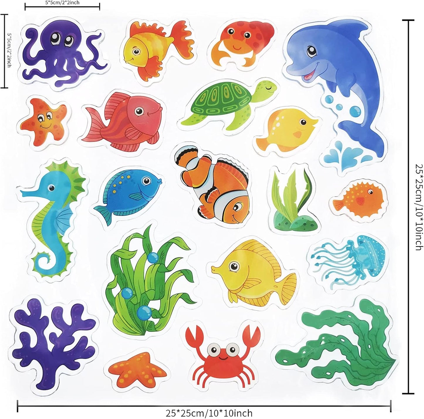 20 Pieces Sea Animals Thick Gel Clings Ocean Window Gel Clings Decals Stickers for Toddlers Kids Adults Home Airplane Classroom Nursery Sea Animals Party Supplies Decoration Removable and Reusable