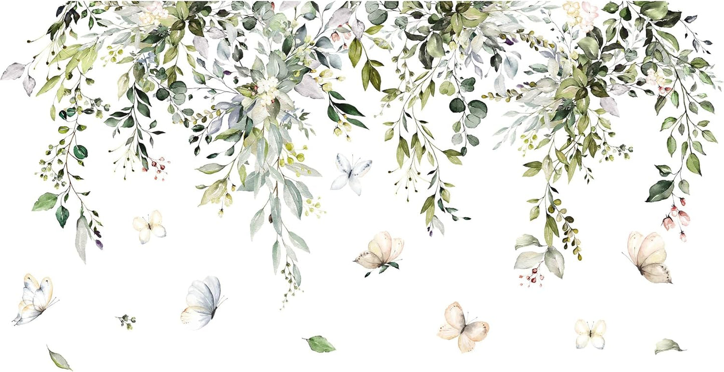 Amaonm Creative Removable Rainforest Plants Wall Decals Hanging Green Leaves and Vines Wall Stickers 3D Home Wall Corner Background Decoration Decor for Kids Girls Bedroom Nursery Offices Living Room