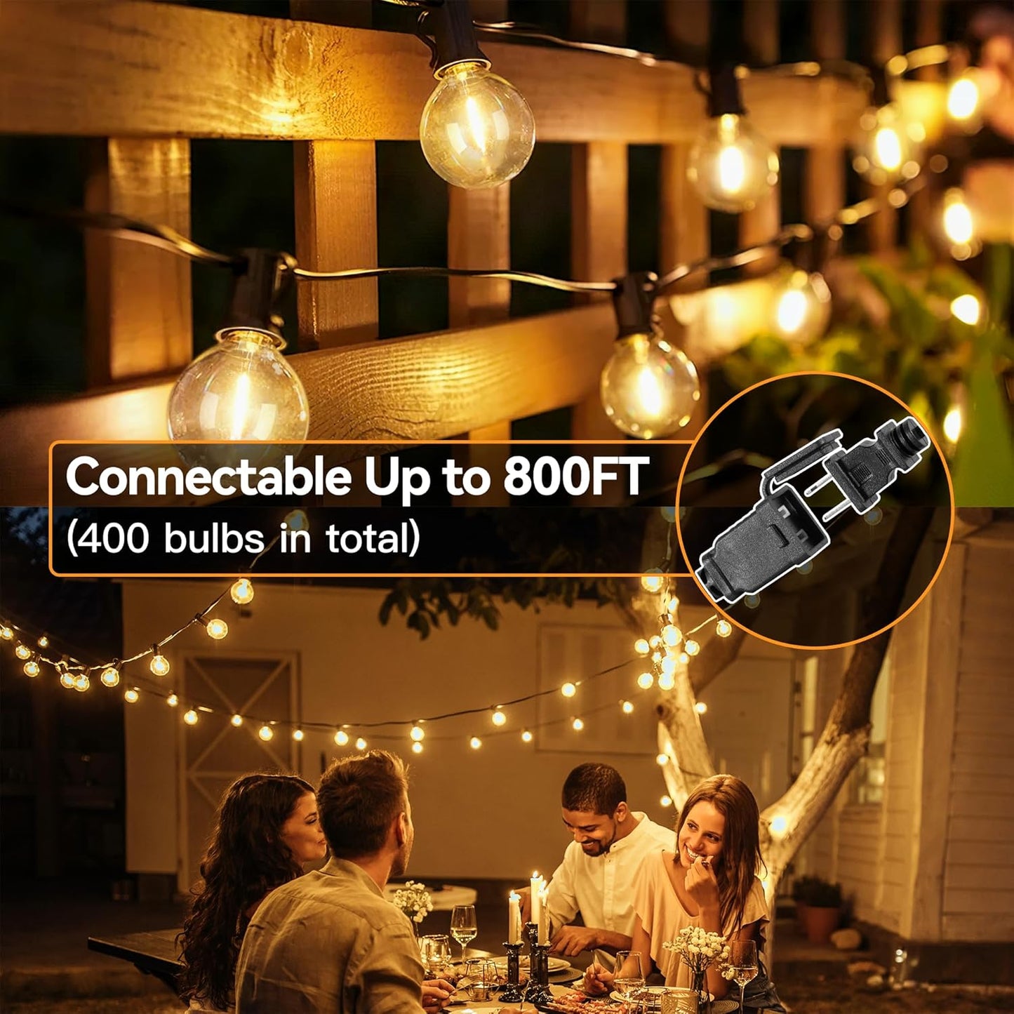 50FT Outdoor String Lights with Remote Dimmer, 25+2 Led Bulbs Connectable Dimmable Outdoor Lights, Support Timer Waterproof Shatterproof for Patio Yard Porch Deck
