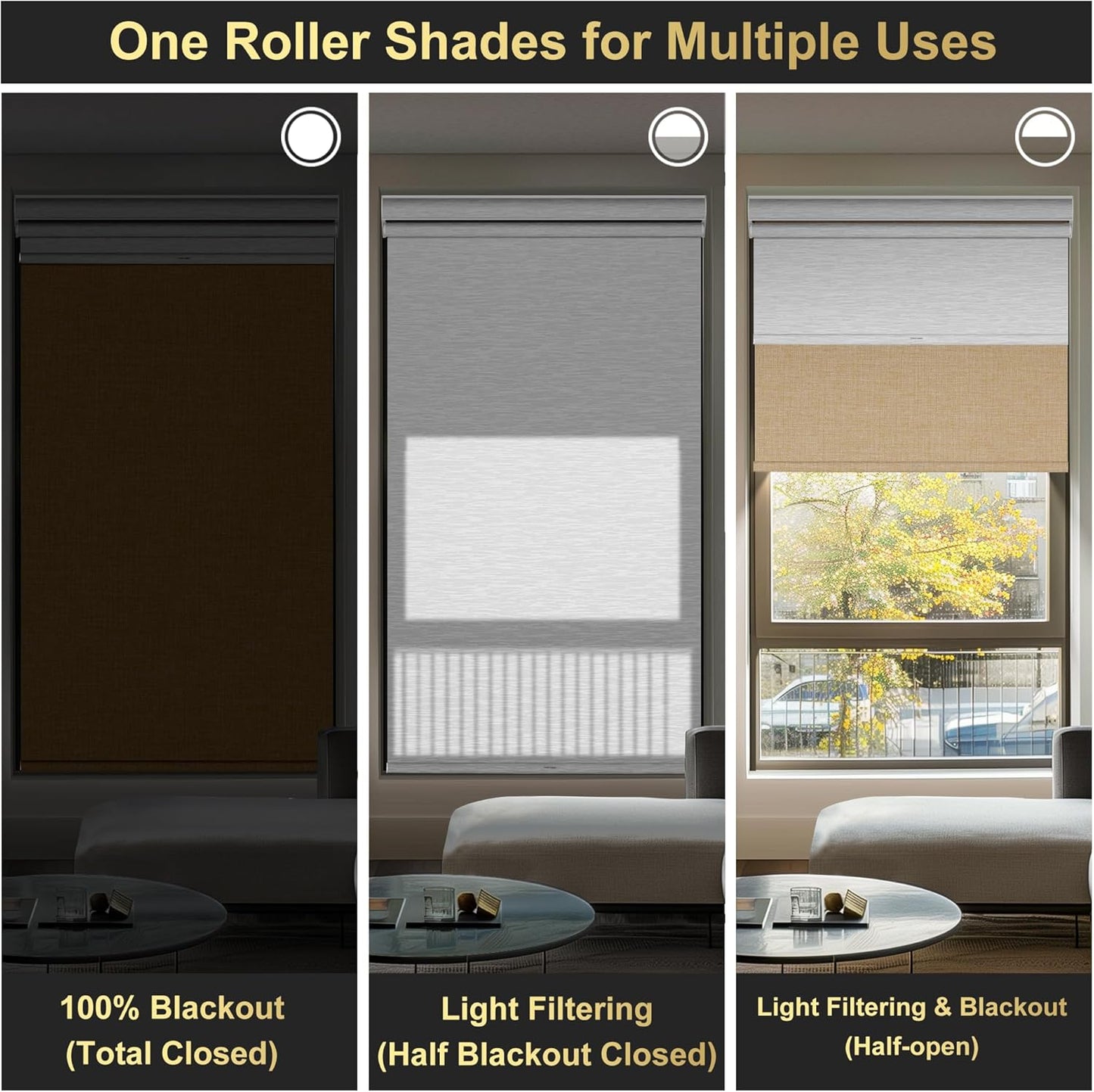 BERISSA Cordless Dual Roller Shades With Cassette Valance, Blackout and Light Filtering, Day and Night for Home Office Door - Linen Beige and White, 41 W x 64" H