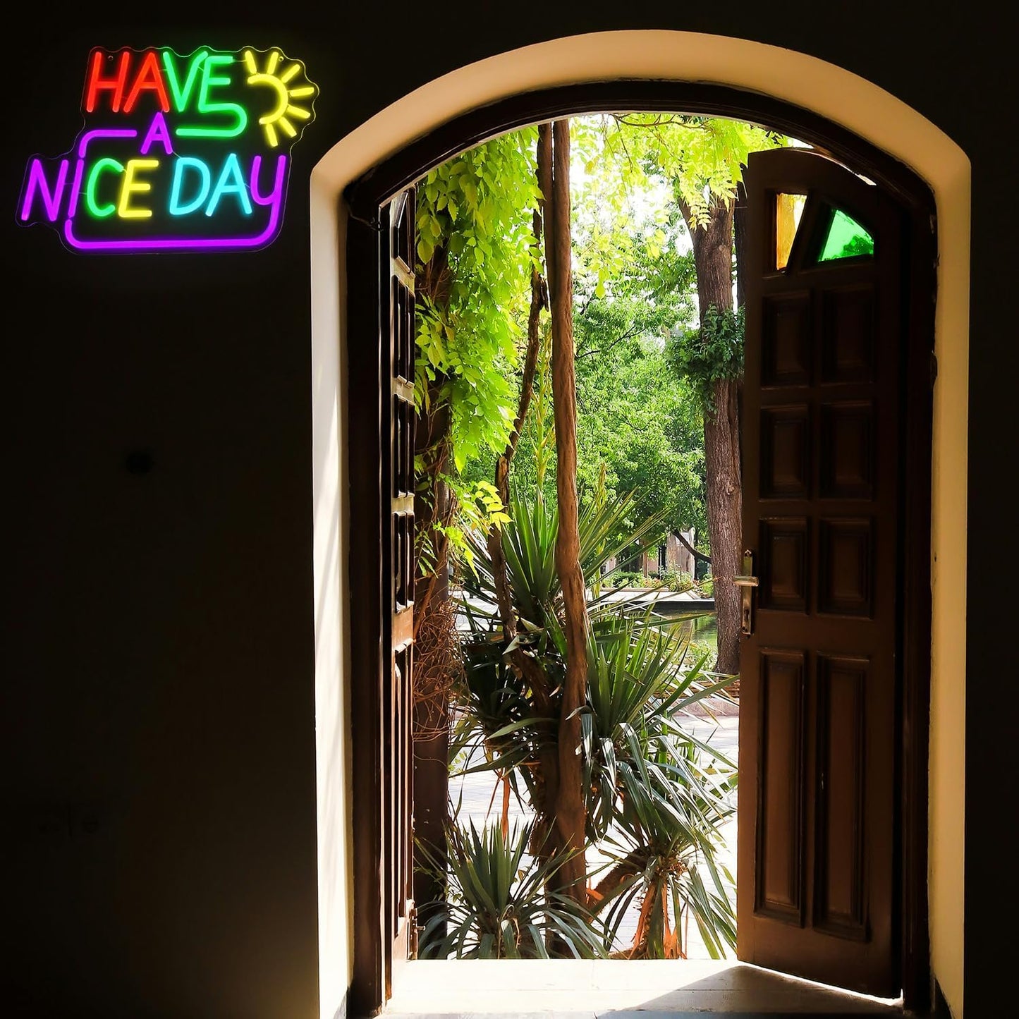 Have A Nice Day Neon Sign for Wall Colorful Letter Neon Light Sun LED Neon Lights Signs Dimmable Words Light Up Signs for Bedroom Living Room School Office Dorm Party Decor Kids Gifts