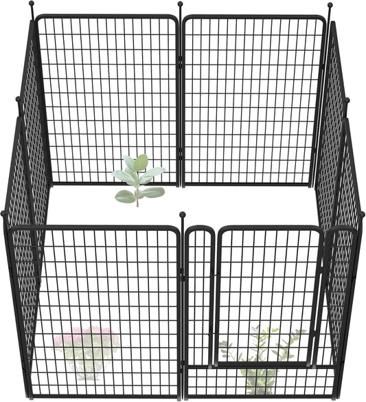 FXW Garden Fence Outdoor for The Yard – 50in(H) x 20.0ft(L) Heavy Duty Metal Animal Barrier for Dog and Rabbit, Decorative Dog Fence, 8 Panels, Black
