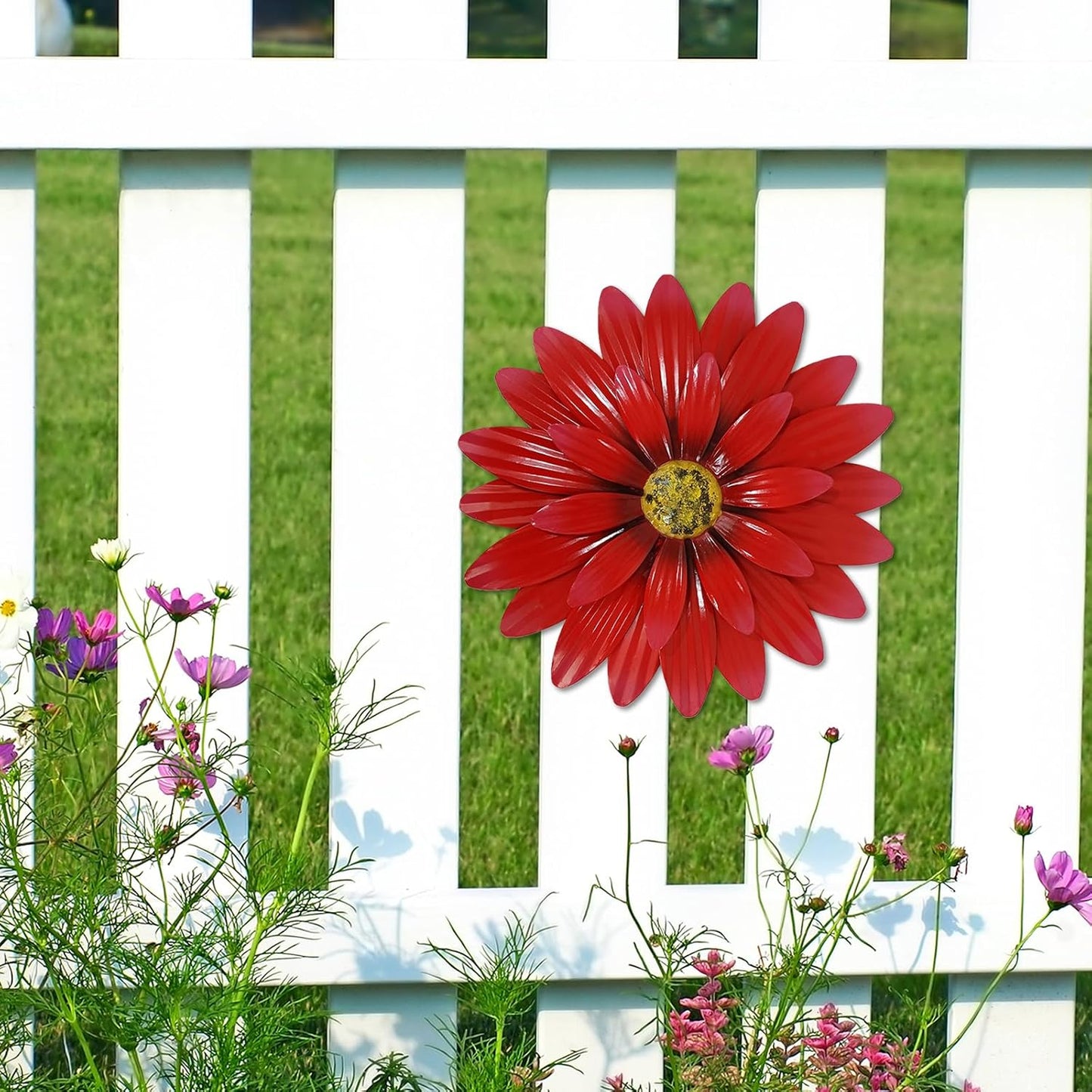 Metal Flowers Outdoor Decor 13" Metal Sunflower Wall Art Decorations Sunflower Wall Decor for Kitchen Living Room Porch Garden Yard