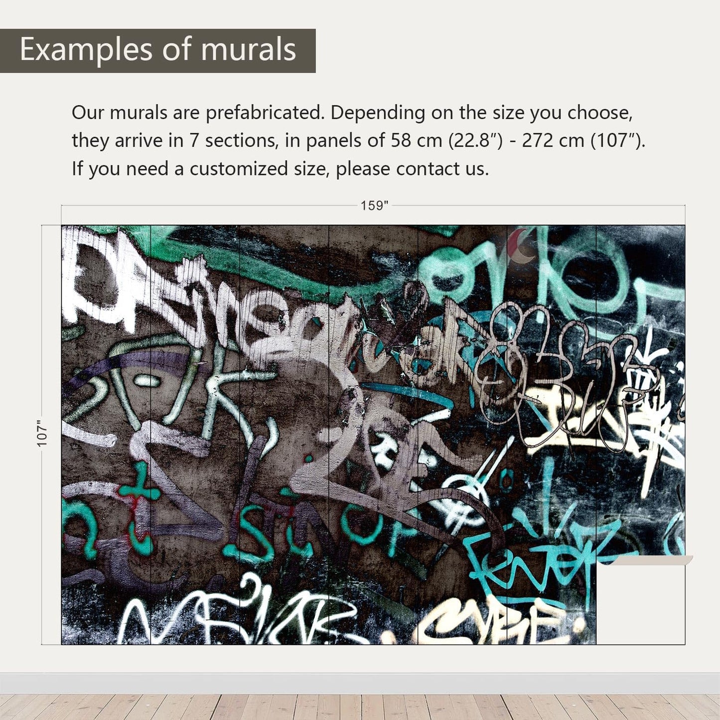 AFZEVEB-Black and White Art Graffiti Wallpaper Wall murals for Bathroom 159"x107" (Not Peel and Stick)