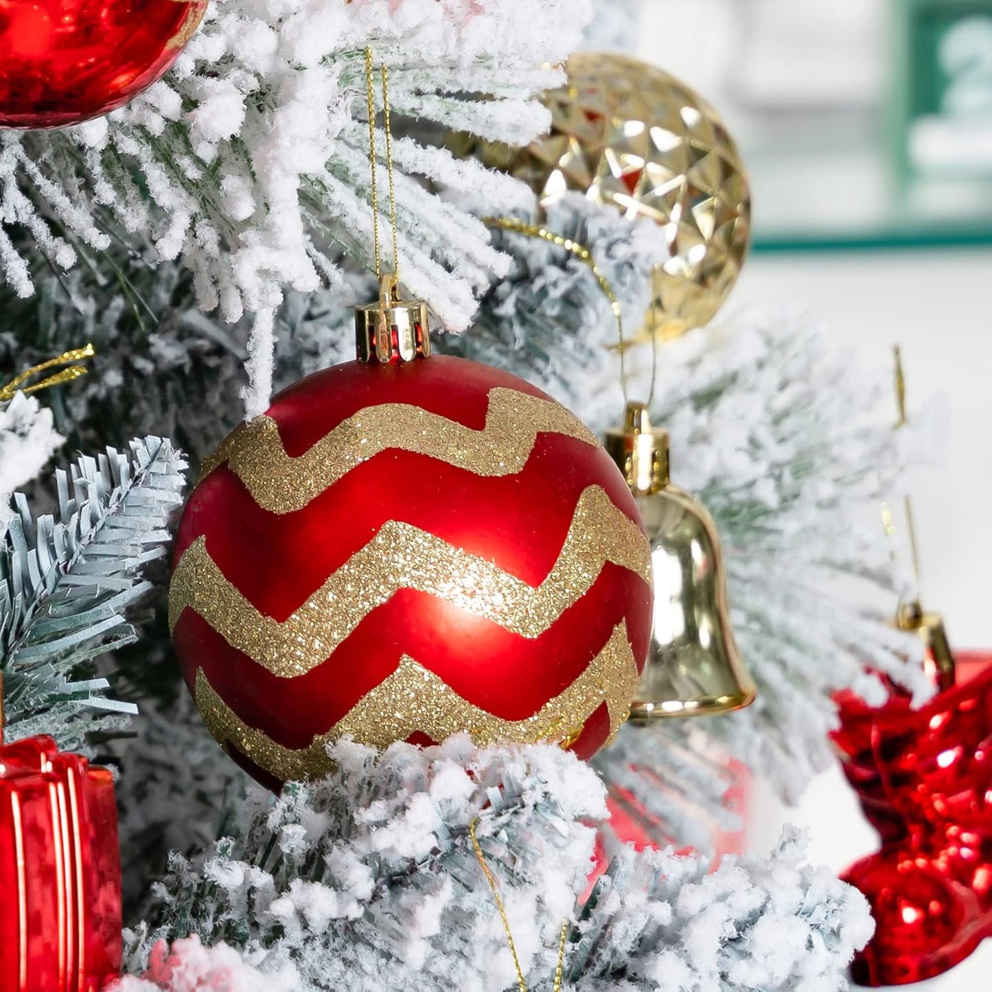 116Pcs Red and Gold Christmas Ball Ornaments, Shatterproof Christmas Hanging Decoration Set with Gift Box, Assorted Decorative Baubles Set for Xmas Tree/Home/Wedding/Party/Holiday (Gold & Red)