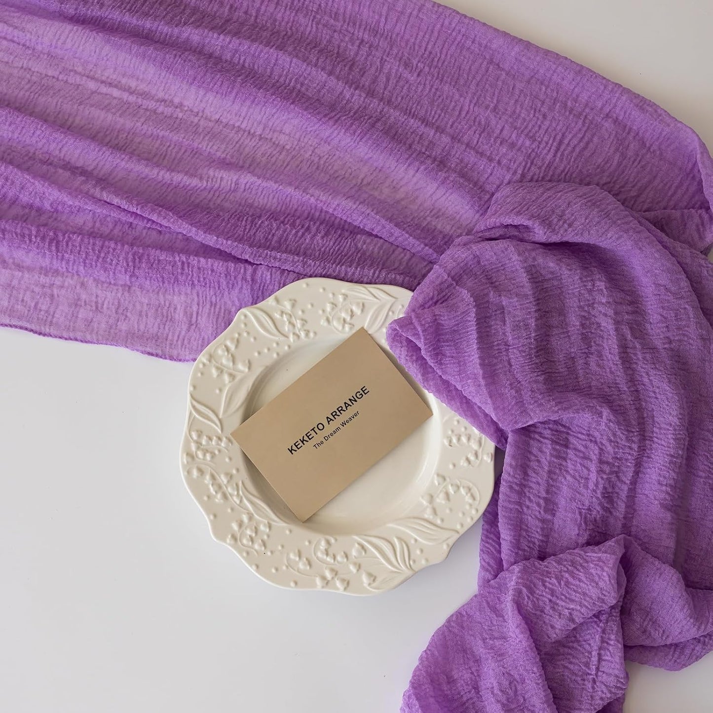 6pcs Lilac Gauze Rustic Cheesecloth Table Runner 120 Inch 10 FT for Wedding Baby Shower Bridal Shower Birthday Engagement Garden Outdoor Party Long Sheer Boho Decorations