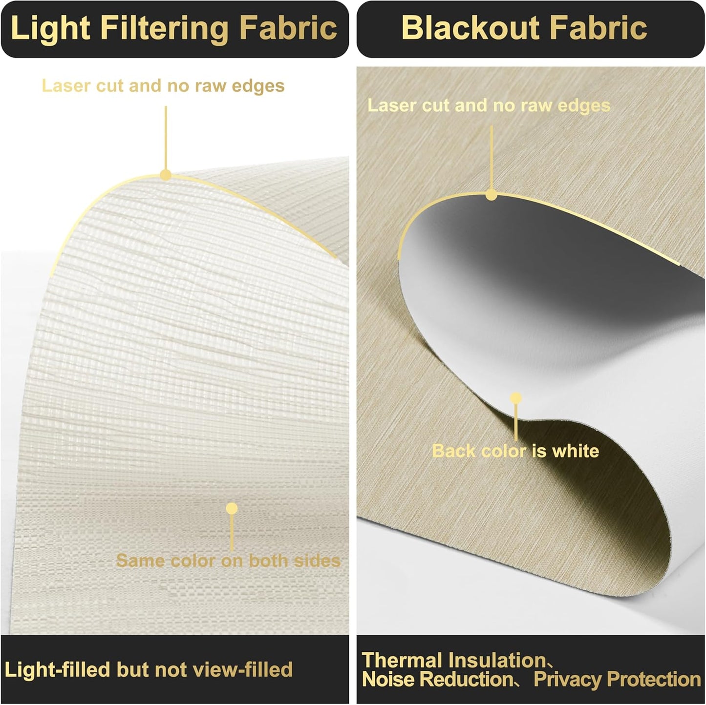 BERISSA Cordless Dual Roller Shades with Cassette Valance, Double Window Shades - Blackout and Light Filtering - Day and Night - Striped Jacquard Beige - 54 W x 86" H