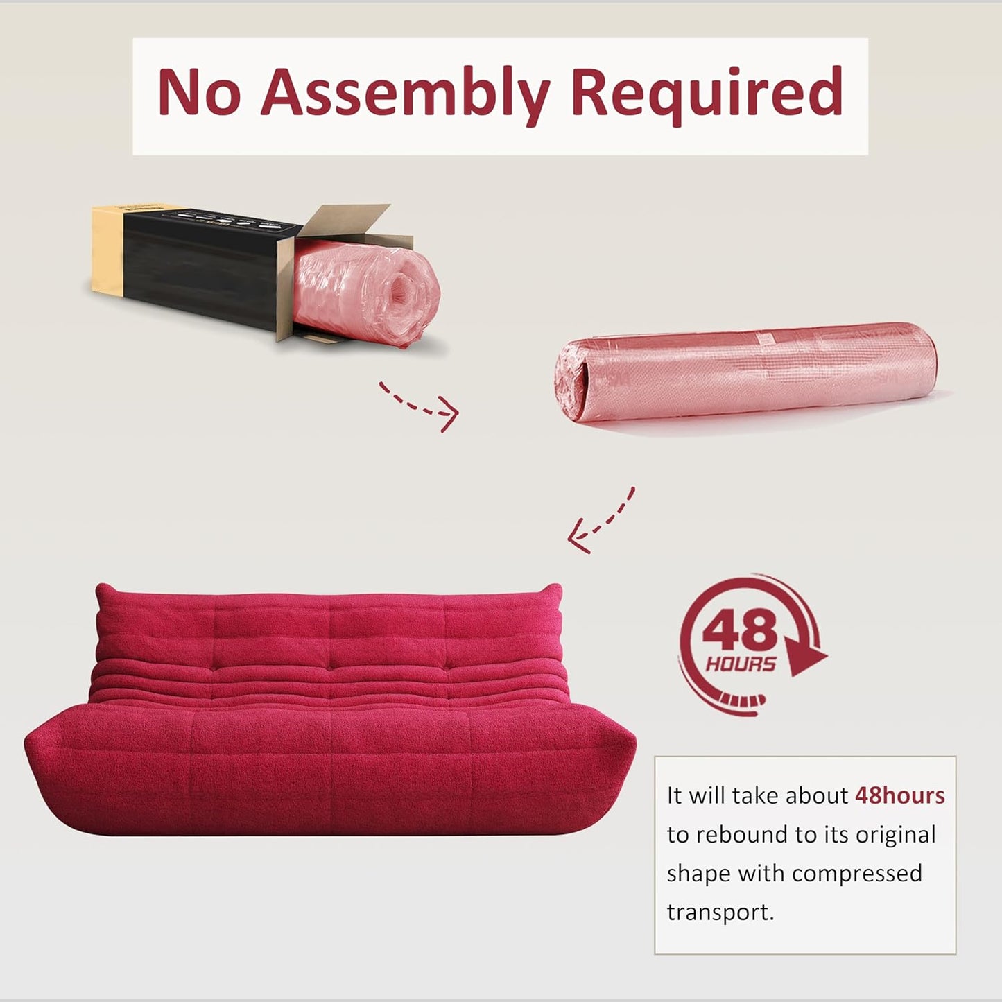 Bean Bag Chair, Oversized Bean Bag Chair for Living Room, Fireside Chair for Adults with Memory Foam Filled, Big Accent Lounge Floor Sofa for Reading, Relax, No Assembly Required. (Burgundy 3-Seater)