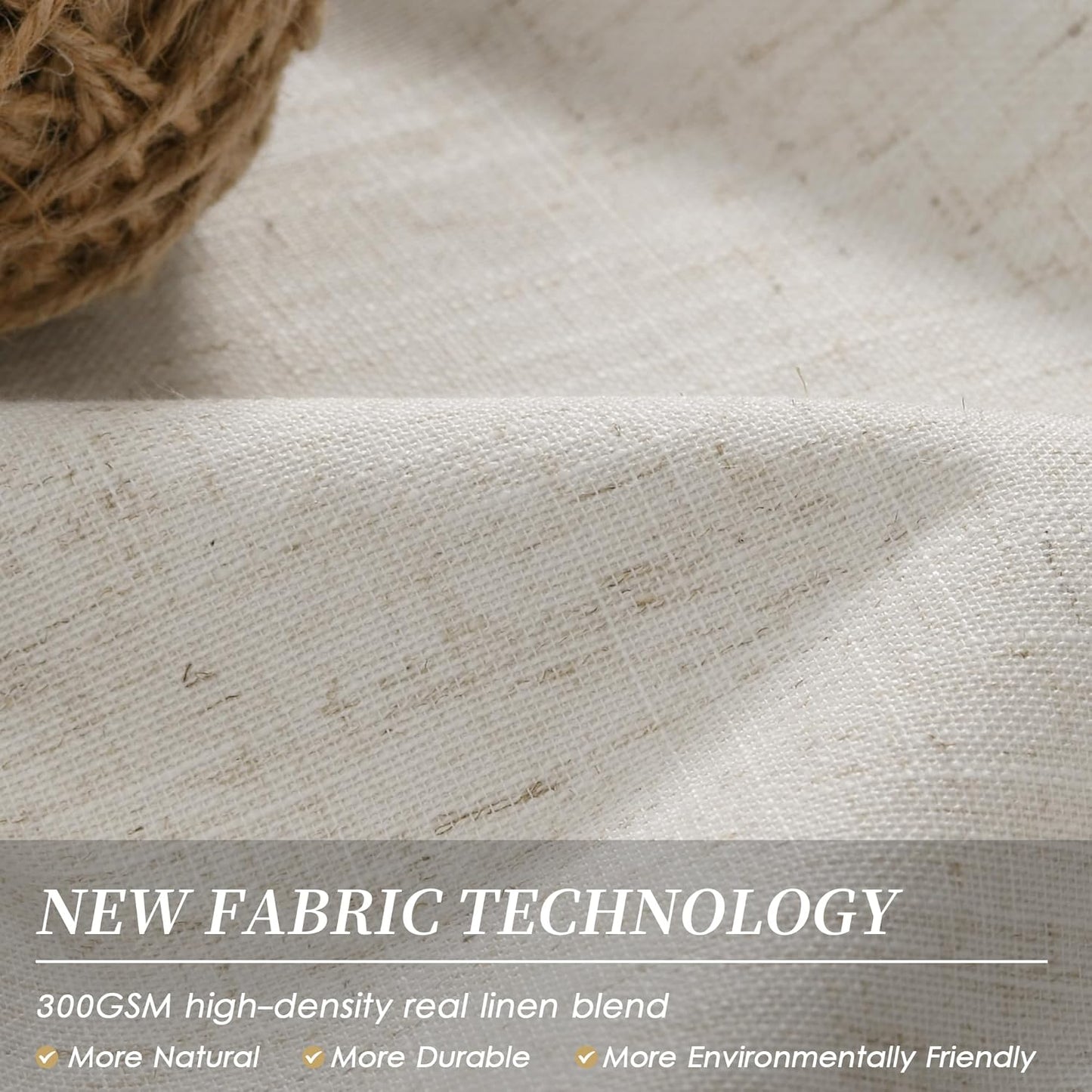 108 Inch Black Out Curtains 2 Panels Set Back Tab Thermal Insulated Natural Linen Textured Blackout Curtains Noise Reducing Cream Colored Neutral Living Room Darkening Window Drapes Pleated 52x108