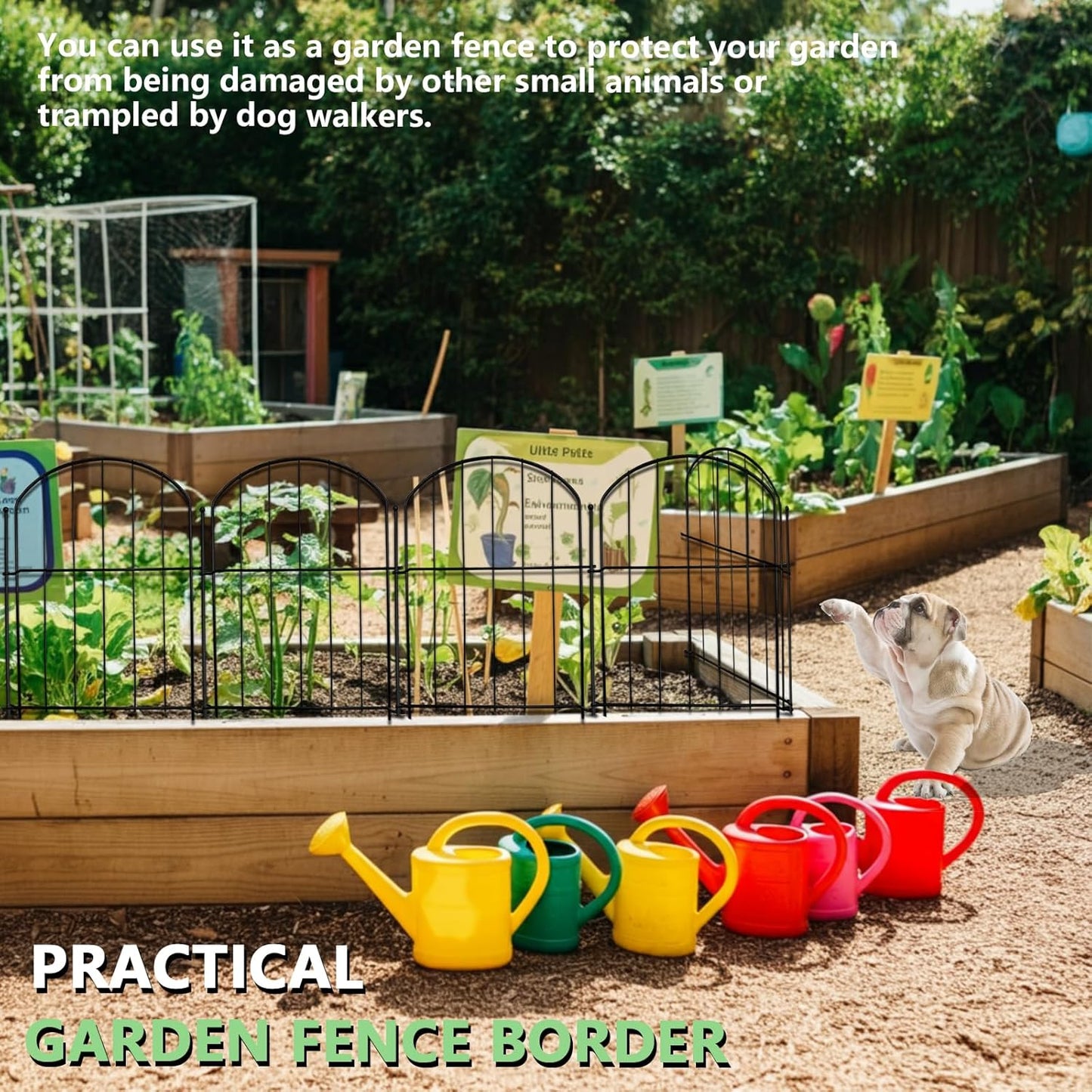 21in(H) x 26ft(L) Garden Fence Animal Barrier No Dig, 26 Panels Rustproof Arched Small Metal Fencing, 1.5in Gap Fence Border, Outdoor Decorative Fence for Yard Dogs Rabbits