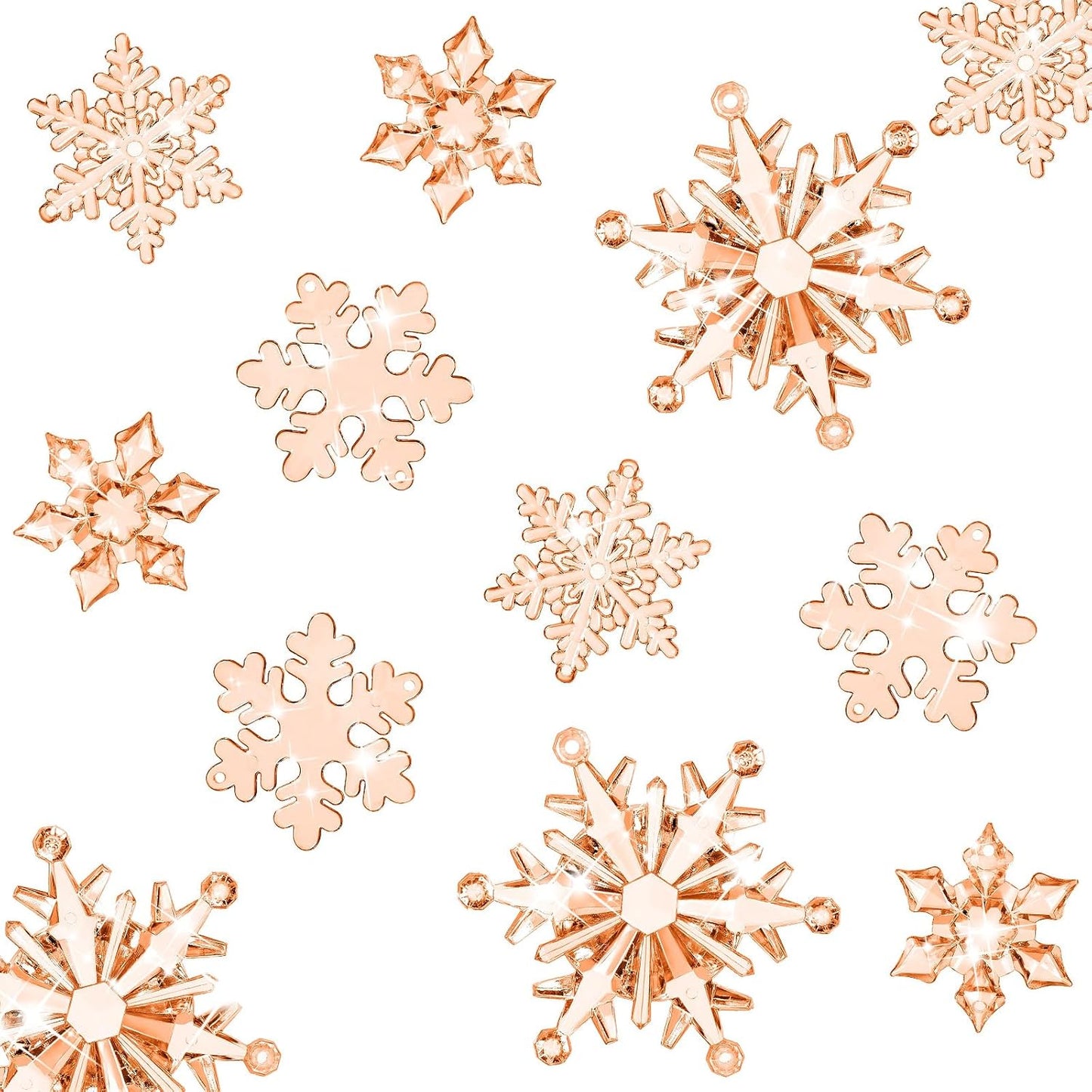 Dilunave 40 Pieces Christmas Snowflake Ornaments Acrylic Christmas Tree Decorations Crystal Snowflakes Translucent Winter Hanging Ornament for Tree (Champagne)